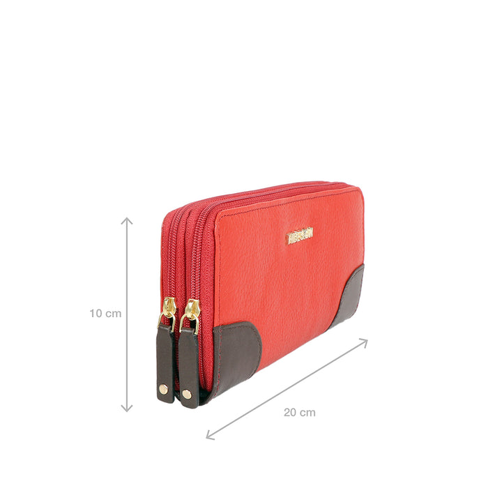 Redwood W2 Red Leather Double Zip Around Wallet