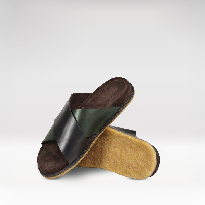 Reef Men's Black Leather Slides
