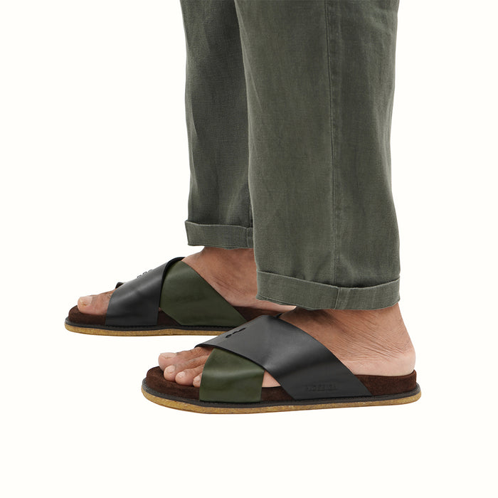 Reef Men's Black Leather Slides