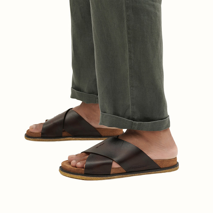 Reef Men's Brown Leather Slides