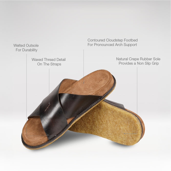 Reef Men's Brown Leather Slides