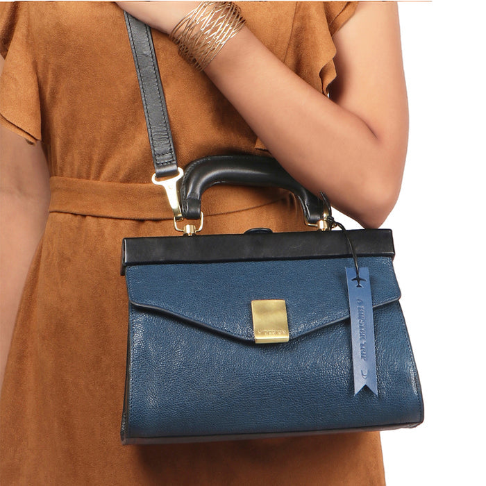 Retro 01 Blue Leather Sling Bag