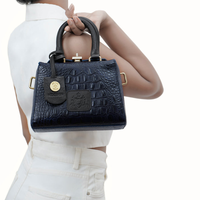 Ritz 01 Blue Leather Sling Bag
