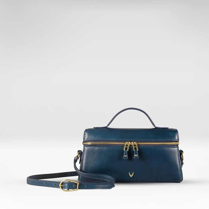 Rodos 01 Blue Leather Shoulder Bag