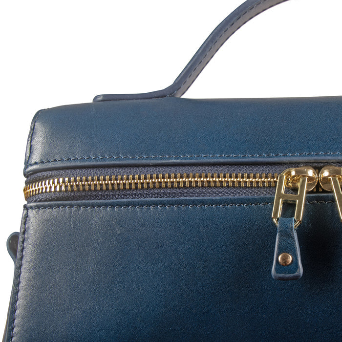 Rodos 01 Blue Leather Shoulder Bag