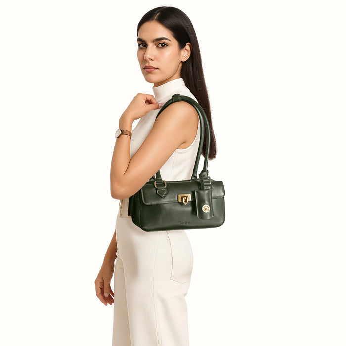 Rodos 02 Green Leather Tote Bag
