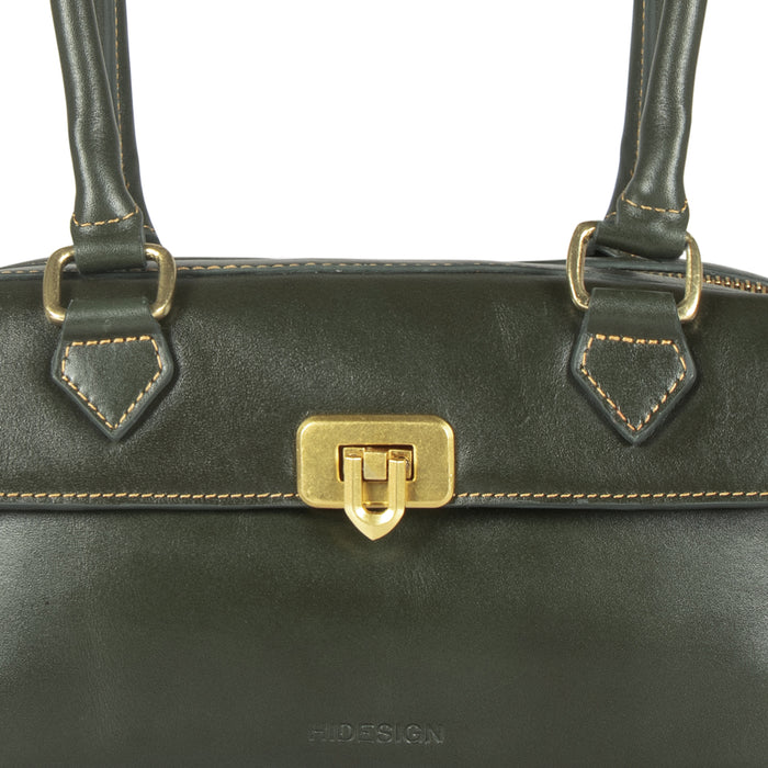 Rodos 02 Green Leather Tote Bag