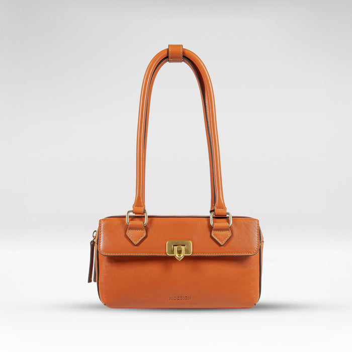 Rodos 02 Orange Leather Tote Bag