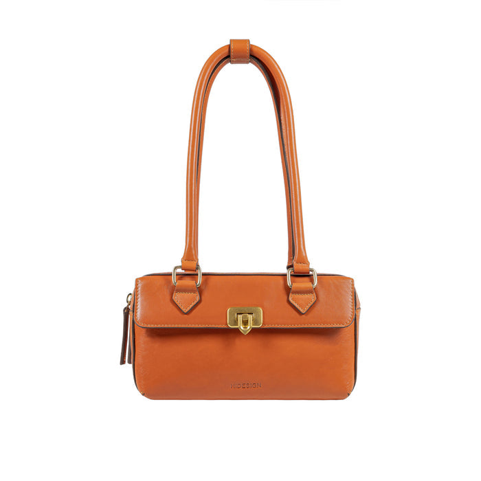 Rodos 02 Orange Leather Tote Bag