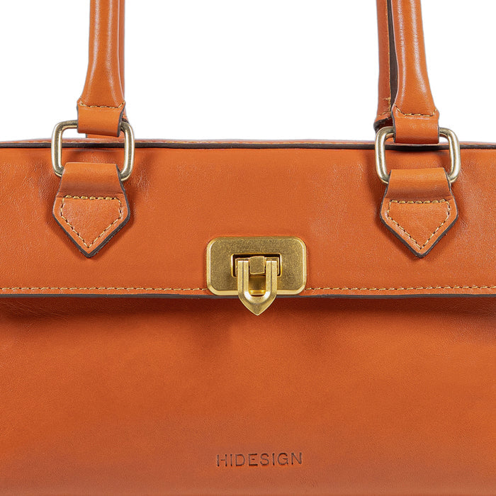 Rodos 02 Orange Leather Tote Bag