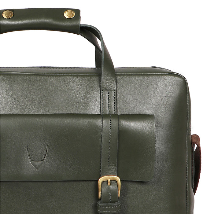 Ronaldo 01 Sb Green Leather  Briefcase