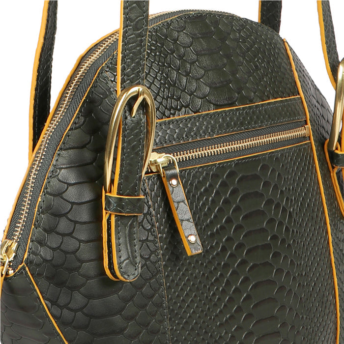 Rosa 01 Green Leather Shoulder Bag