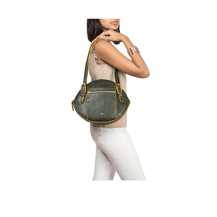 Rosa 01 Green Leather Shoulder Bag