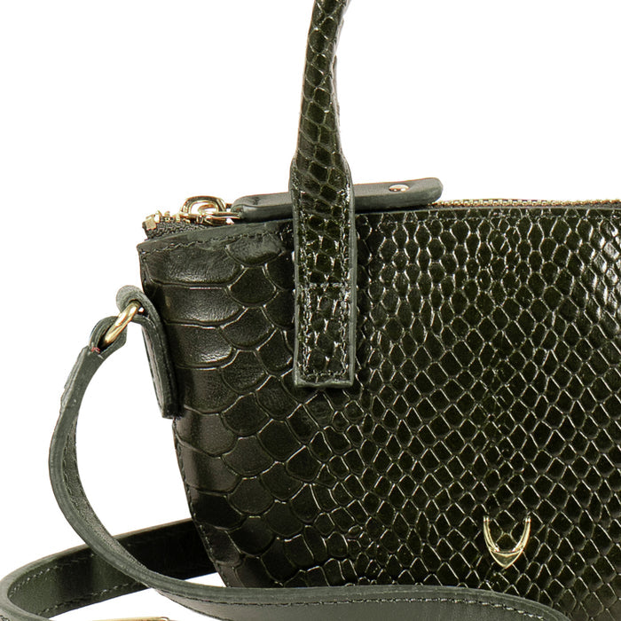 Rosario 01 Green Leather Crossbody