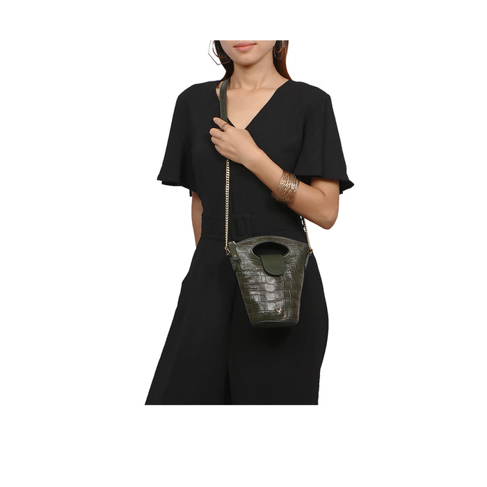 Rosario 03 Green Leather Sling Bag