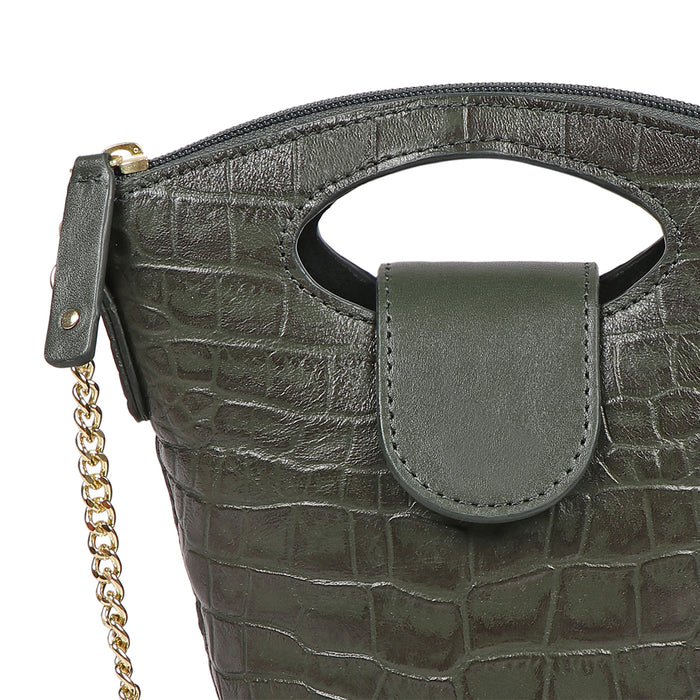Rosario 03 Green Leather Sling Bag