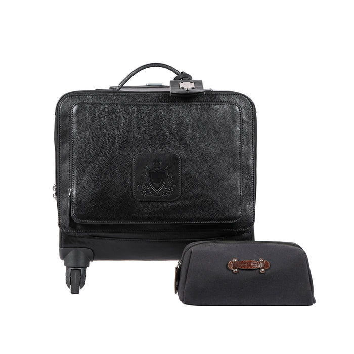 Rover 01 Black Leather Trolley Bag