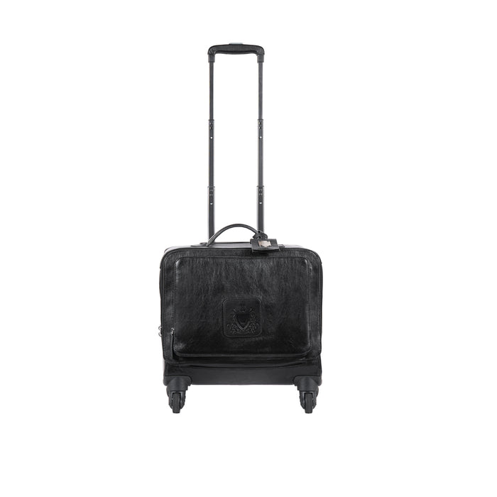 Rover 01 Black Leather Trolley Bag