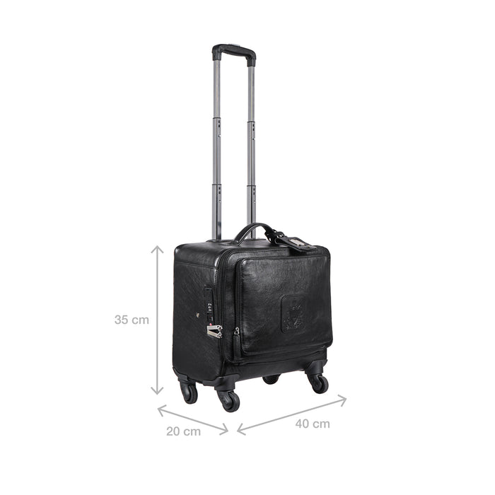 Rover 01 Black Leather Trolley Bag