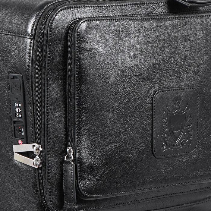 Rover 01 Black Leather Trolley Bag