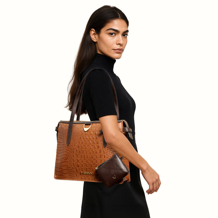 Sabrina 01 Orange Leather Shoulder Bag