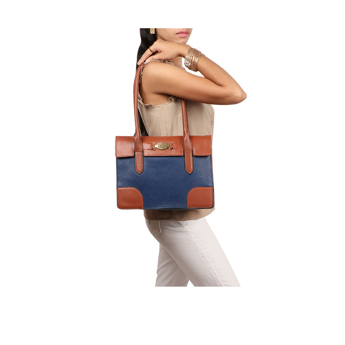 Sacremento Blue Leather Shoulder Bag