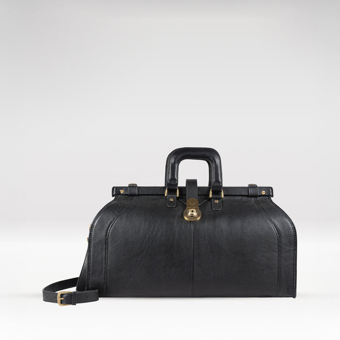 Safari Black Leather Duffle Bag