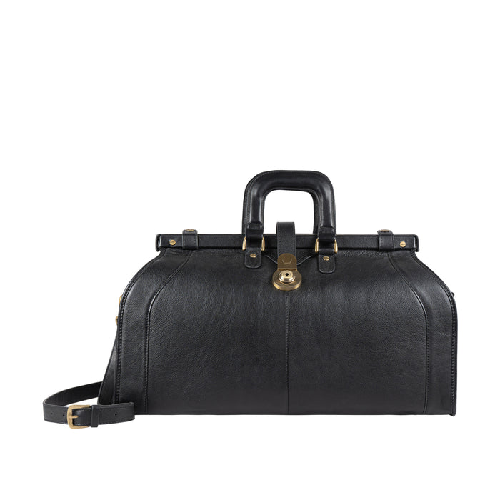 Safari Black Leather Duffle Bag