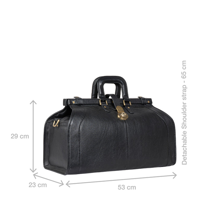 Safari Black Leather Duffle Bag