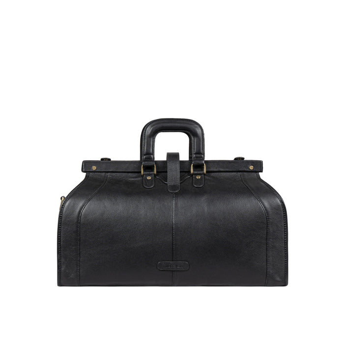 Safari Black Leather Duffle Bag