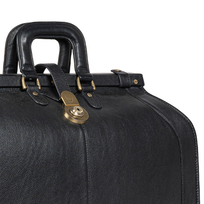 Safari Black Leather Duffle Bag