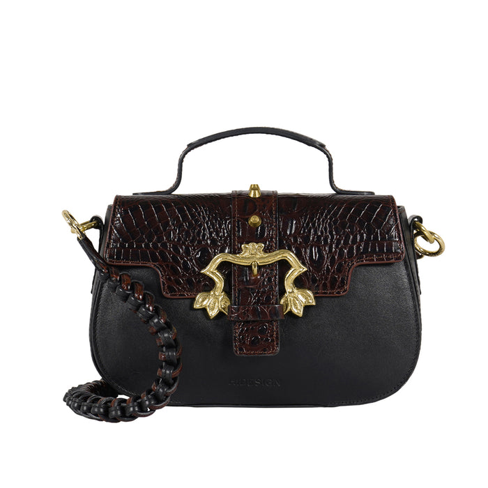 Sakura - 01 Black Leather Shoulder Bag