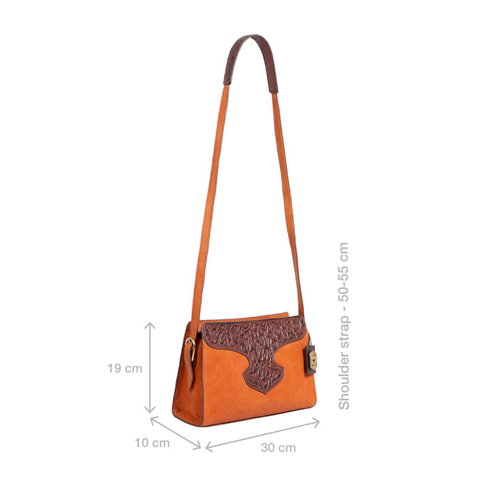Sally Scull 02 Orange Leather Sling Bag