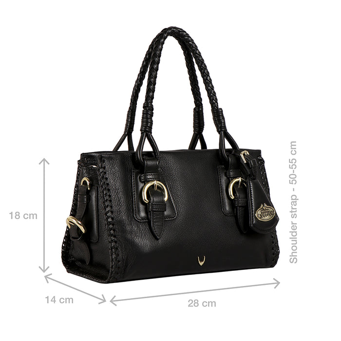 Salmon Black Leather Satchel