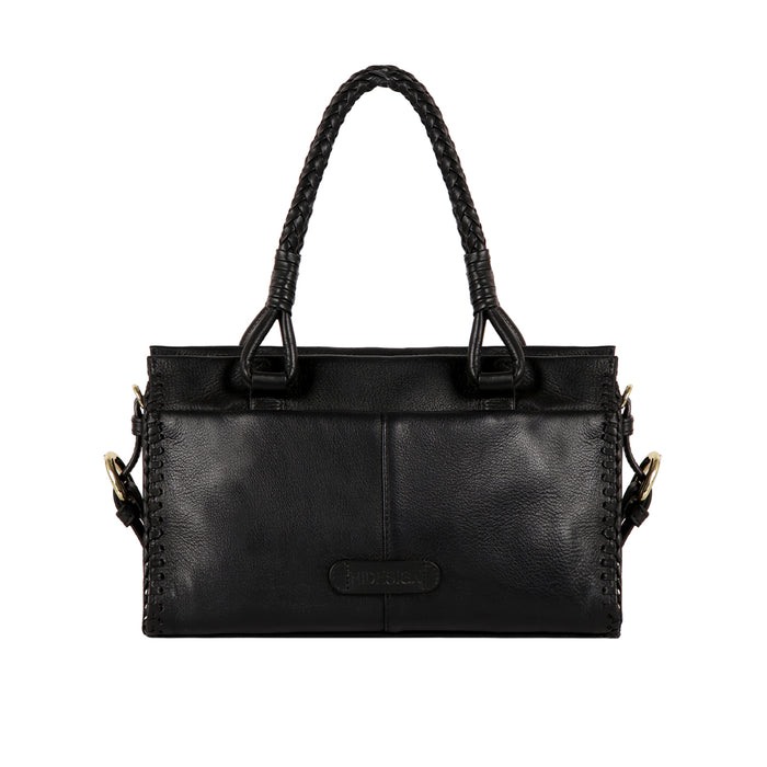 Salmon Black Leather Satchel