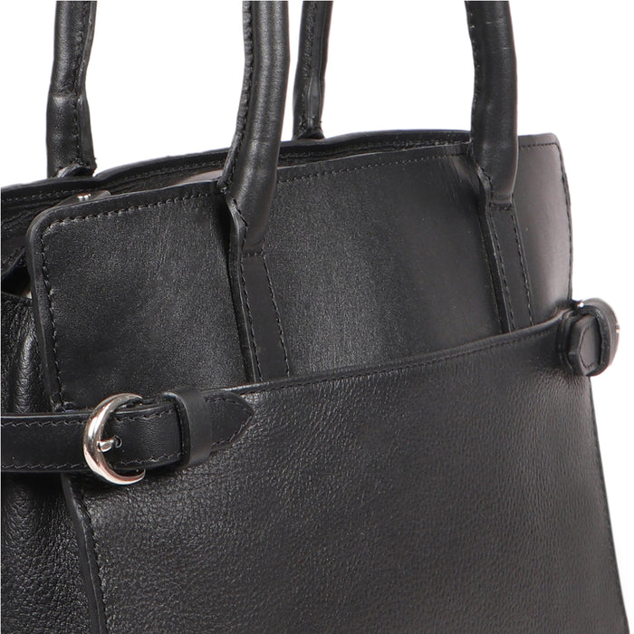 Salta 02 Black Leather Tote Bag