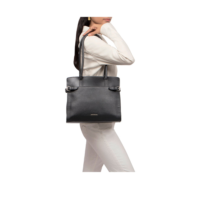 Salta 02 Black Leather Tote Bag