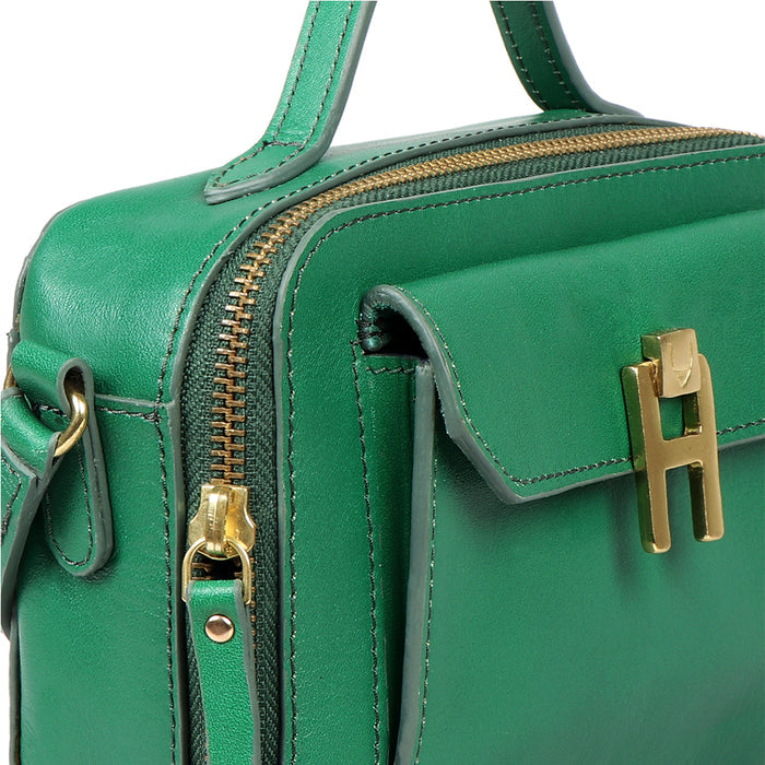 Sangria 01 Green Leather Satchel