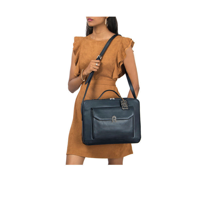 Sangria 03 Blue Leather Laptop Bag