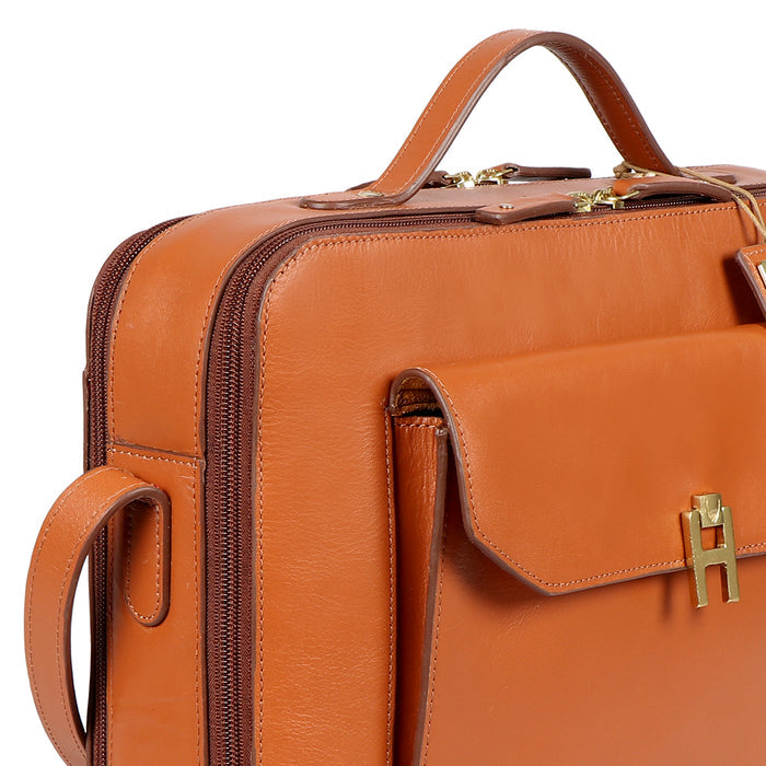 Sangria 03 Orange Leather Laptop Bag