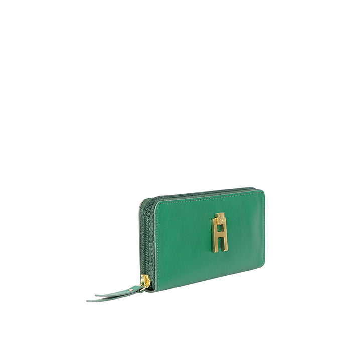 Sangria W1 Green Leather Zip Around Wallet