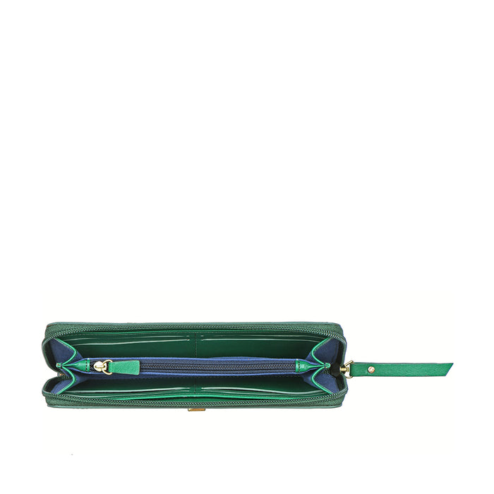 Sangria W1 Green Leather Zip Around Wallet