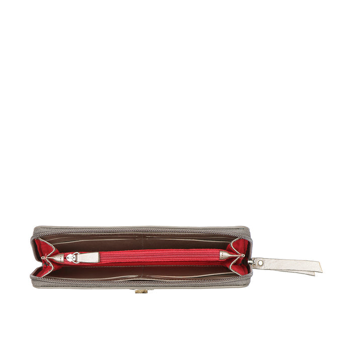 Sangria W1 Grey Leather Zip Around Wallet
