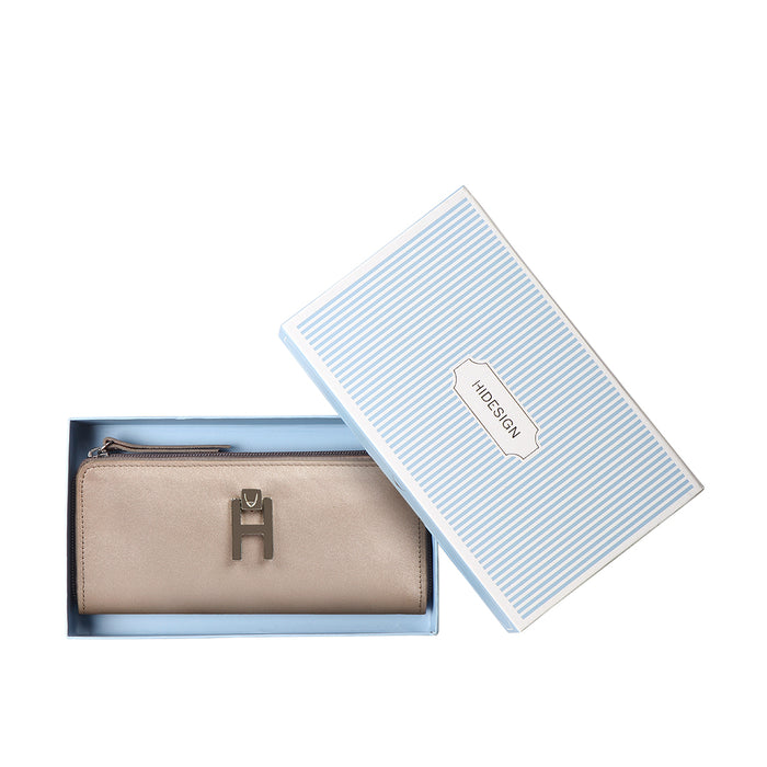 Sangria W1 Grey Leather Zip Around Wallet