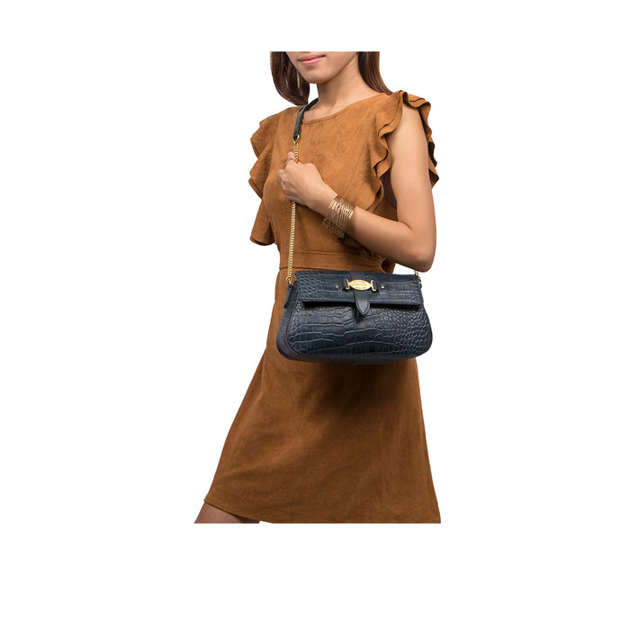 Santiago 01 Blue Leather Sling Bag