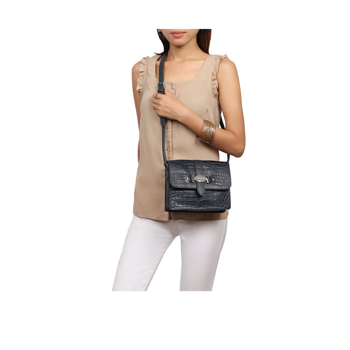 Santiago 02 Blue Leather Sling Bag