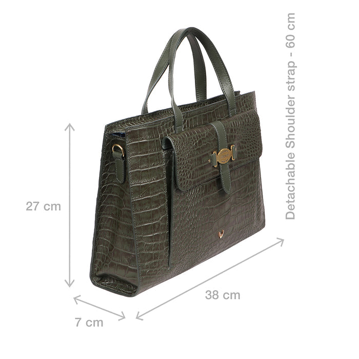 Santiago 10 Green Leather Tote Bag