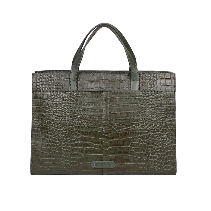 Santiago 10 Green Leather Tote Bag