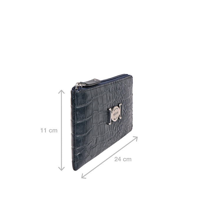 Santiago W4 Blue Leather Zip Around Wallet