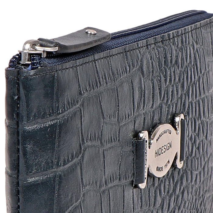 Santiago W4 Blue Leather Zip Around Wallet